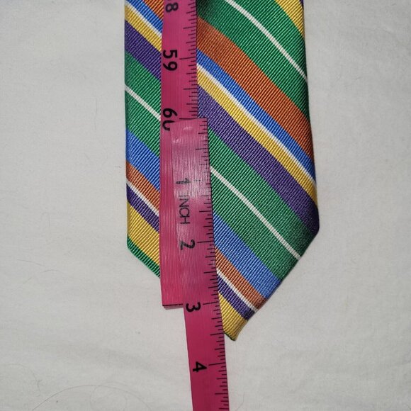 Krimson By Kwame Tie Mens Repp‎ Bright Striped Silk Necktie Office Preppy XLong - Picture 6 of 8